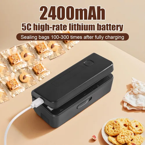 Miniatura 4 de Mini sellador de bolsas, bolsas de papas fritas de 4.7 pulgadas, sellador térmico con pantalla LED de alimentación y 9 engranajes ajustables, Negro