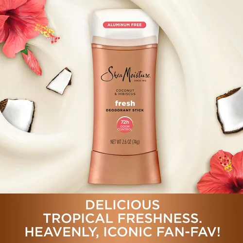 Miniatura 3 de SheaMoisture - Desodorante en barra 72h Control de olores coco e hibisco fresco sin aluminio, 2.6 onzas