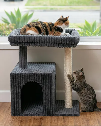 Miniatura 9 de Árbol para gatos grandes, 20.9 x 15.7 pulgadas, cama de percha grande para gatos adultos, torre para gatos de 22.8 pulgadas con poste rascador
