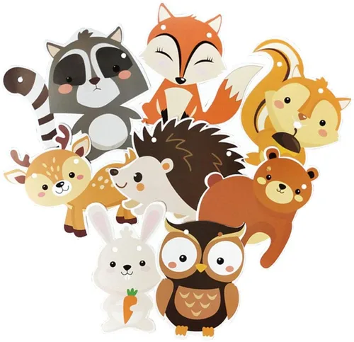Miniatura 5 de Decoraciones de fiesta de bosque, pancarta de feliz cumpleaños con guirnalda de banderines de animales del bosque para niños y niñas, suministros