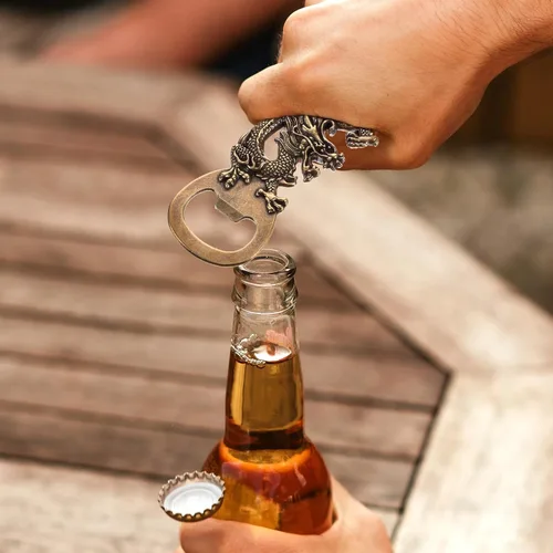 Miniatura 9 de Abrebotellas de dragón Abrebotellas de cerveza 2024 Año Nuevo chino Zodiaco Animal Abrebotellas Metal Vintage Abrebotellas Llavero Dragón Dorado