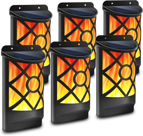 Miniatura 8 de Aityvert Luces solares de llama al aire libre, luz solar de llama parpadeante impermeable, sensor oscuro, encendido y apagado automático, 66 luces