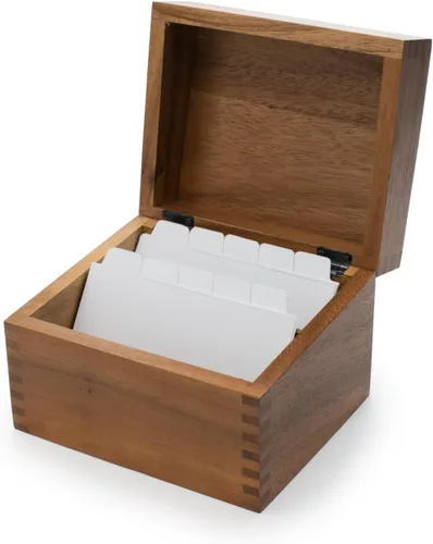 Miniatura 7 de Ironwood Gourmet Caja de recetas de madera de acacia, compartimento doble, para tarjetas de 3 "x 5
