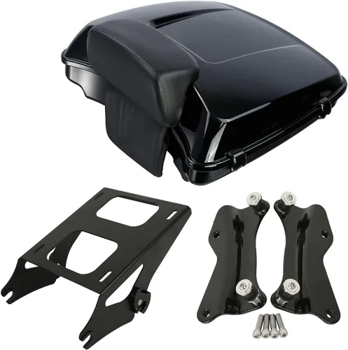 Miniatura 25 de XMT-MOTO King Tour Trunk + almohadilla de respaldo envolvente+estante de montaje negro+accesorios de acoplamiento para Harley Touring Road King Road