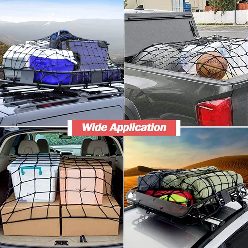 Miniatura 3 de Red de carga de látex natural para techo de SUV 3 x 4 pies se estira hasta 6 x 8 pies, red pequeña elástica para cama de camioneta 12