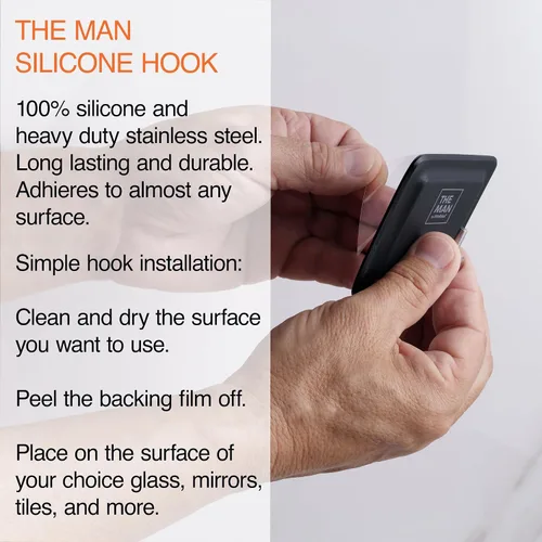 Miniatura 2 de The Man Gancho de silicona – Gancho de almacenamiento para baño y ducha – Artículos de aseo de ducha, accesorio organizador de baño – Acero