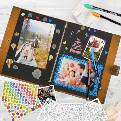Miniatura 3 de Álbum de recortes de cuero ZEEYUAN, regalo del Día de la Madre, álbum de recortes morado, regalo para abuela, libro de fotos para parejas, libro