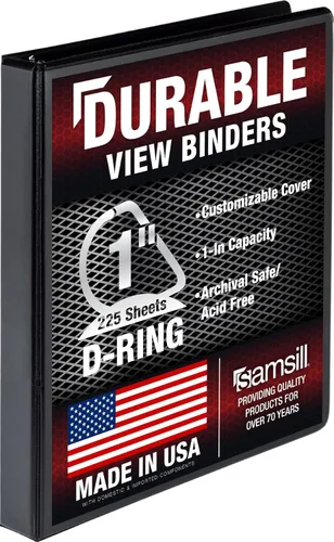 Miniatura 165 de Samsill Carpeta duradera de 1.5 pulgadas, fabricada en los Estados Unidos, carpeta de anillos en D, carpeta transparente personalizable, color rojo