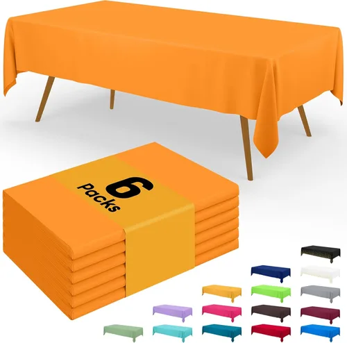 Miniatura 65 de Smiry - Juego de 6 manteles desechables, 54 x 78 pulgadas, manteles impermeables rectangulares para fiestas, cubierta de mesa de plástico