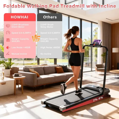 Miniatura 2 de Walking Pad, Treadmill with Incline, Brushless 2 in 1 Foldable Under Desk Portable Treadmills for Home/Office with App, Bluetooth Music, Remote