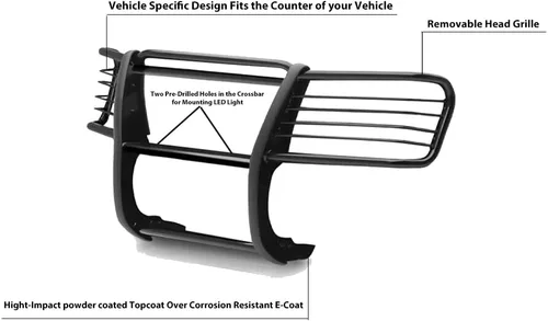 Miniatura 3 de Cepillo de rejilla de caballo negro modular negro compatible con Silverado 1500 1999-2002 00-06 Suburban 1500 2000-2006 Tahoe 2000-2006 GMC