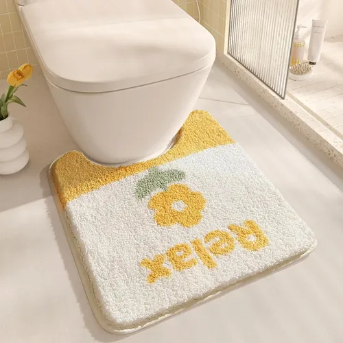 Miniatura 14 de Bonito tapete para inodoro en forma de U, de microfibra ultra suave, antideslizante, absorbente de agua, lavable a máquina, tapete de ducha de 20 x