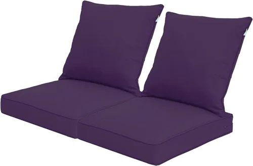 Miniatura 29 de QILLOWAY Juego de cojines de poliéster para sillas de exterior, cojines de exterior para muebles de patio, todo tipo de clima. Gris carbón/negro