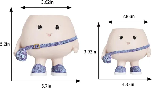 Miniatura 3 de Smily Face Maceta con bonita bolsa de resina para cadena de perlas, macetas únicas para suculentas con agujero de drenaje para plantas