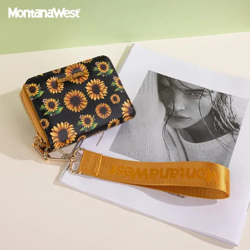 Miniatura 5 de Cartera de pulsera pequeña Montana West para mujer con forro de bloqueo RFID, ligera y fácil de llevar, Un negro, Pequeña