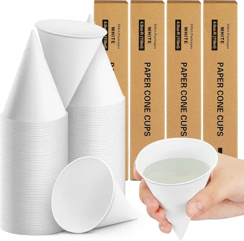 Miniatura 14 de Roshtia 800 tazas de cono de papel gruesas desechables para hielo afeitado, dispensador de enfriador de agua para granizados, color blanco
