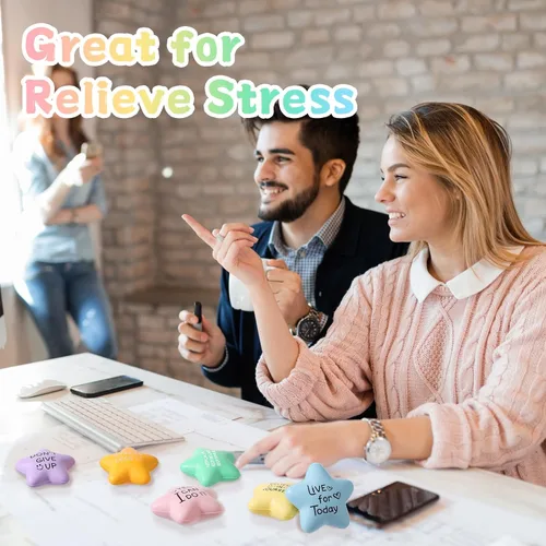 Miniatura 6 de Libima 30 bolas motivacionales para el estrés con forma de estrella a granel de 2.2 pulgadas, coloridas bolas de espuma para aliviar la ansiedad