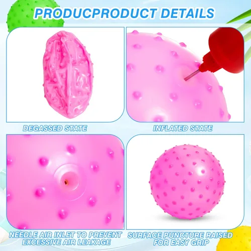 Miniatura 4 de Junkin Paquete de 100 bolas Knobby a granel con 1 bomba de aire de 5.5 pulgadas, juguete sensorial de plástico hinchable, globo pequeño, juguete