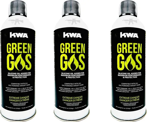 Miniatura 5 de A&N KWA Green Gas 8OZ para Airsoft y Free 1000 Bulldog BBS Paquete de gas verde x 12