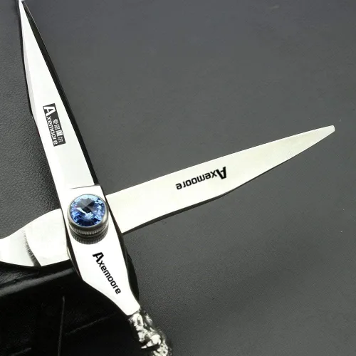 Miniatura 3 de Tijeras de 6/7/7.5/8/9 pulgadas de plata profesional peluquero corte de pelo y corte diluido afilado acero 440C (cizalla plana de 6 pulgadas)