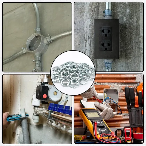 Miniatura 6 de Yaocom 50 piezas de tuercas de bloqueo de conducto eléctrico, tuerca de bloqueo rígida, acero galvanizado, accesorios de conductos eléctricos
