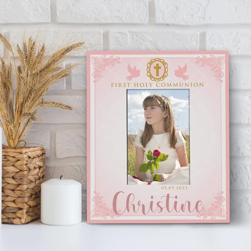 Miniatura 7 de Regalos de primera comunión para niños y niñas, marco de fotos personalizado de la primera comunión con nombre y fecha, 2 orientaciones para fotos
