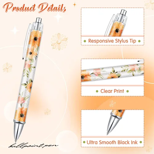 Miniatura 2 de Sabary 20 bolígrafos con versículo bíblico, con frases inspiradoras de flores cristianas, divertidos bolígrafos retráctiles de tinta para oficina