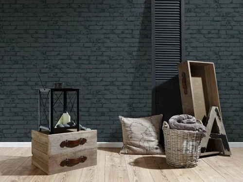 Miniatura 5 de CONCORD WALLCOVERINGS 907882 - Papel tapiz texturizado de ladrillo sintético, negro, 21 pulgadas x 33 pies (56 pies cuadrados), color negro