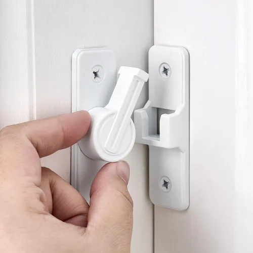 Miniatura 3 de 2 Paquetes de Cerraduras Blancas de 90 Grados para Puerta de Granero, Pestillos Pesados para Puerta Corrediza de Granero