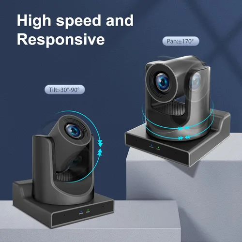 Miniatura 7 de SMTAV Cámara PTZ, cámara PTZ NDI 30X con seguimiento AI y salidas de transmisión HDMI/SDI/USB3.0/IP para reuniones, iglesia, eventos, enseñanza Gris