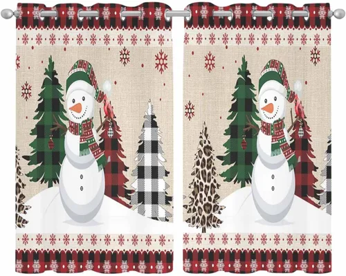 Miniatura 2 de Cortinas traslúcidas de Navidad de 39 pulgadas de largo, juego de 2 paneles de cortinas para cocina, dormitorio, sala de estar, puerta, pasillo