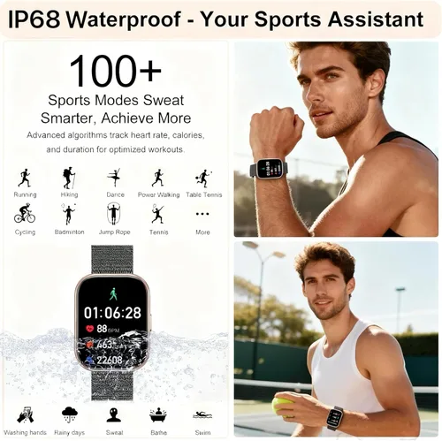 Miniatura 4 de Relojes inteligentes para mujeres y hombres, reloj inteligente con pantalla HD de 1.75 pulgadas, contestar/hacer llamadas para Android iOS