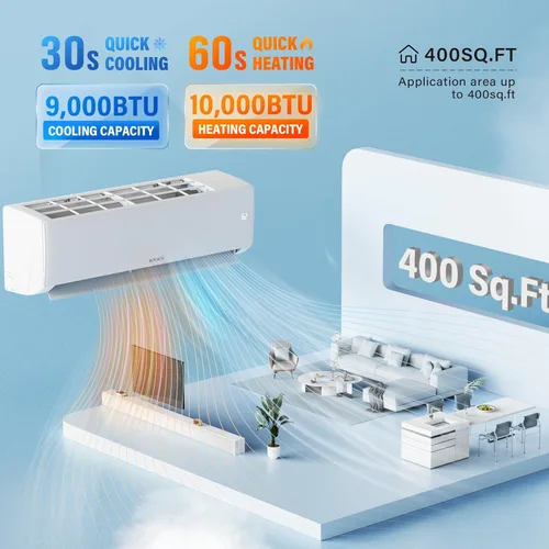Miniatura 2 de ROVSUN Aire acondicionado y calentador mini split habilitado para Wifi de 9000 BTU con inversor, 20 SEER2 de ahorro de energía 115 V, unidad de CA