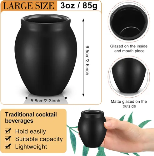 Miniatura 2 de Gejoy - 24 vasos de arcilla mexicana de Cantaritos de Barro de 3 onzas, hechos a mano para tequila, mezcal, margarita, mojito, martes de tacos