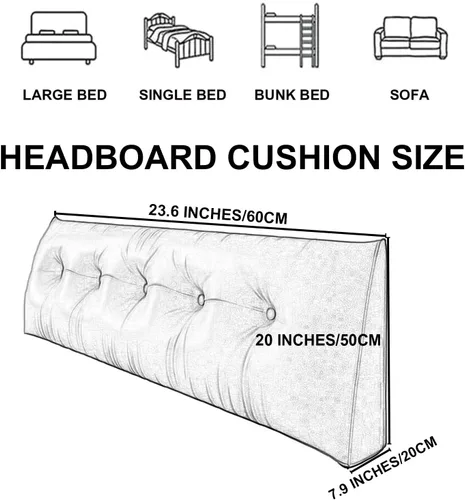 Miniatura 7 de Almohada triangular para cabecero, cojín triangular de color sólido, almohada de descanso en cama, almohada extraíble con soporte de cuña grande