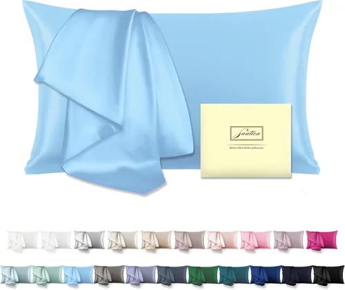 Miniatura 22 de Funda de almohada de seda para cabello y piel, suave, transpirable y sedosa 100% seda Queen, juego de 2, fundas de almohada de seda de morera