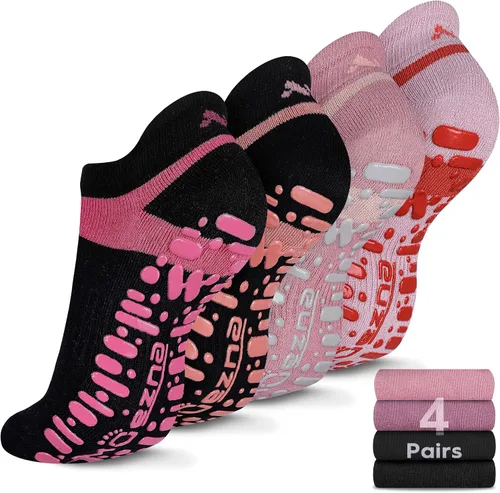 Miniatura 27 de Muezna Calcetines de yoga antideslizantes para mujer, antideslizantes, para pilates, barras, calcetines de hospital con agarres, talla 5-10