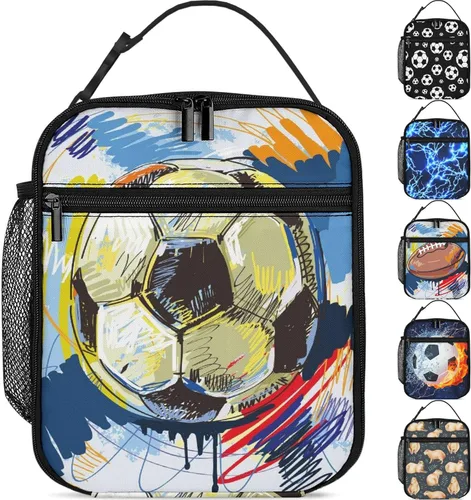 Miniatura 10 de Lonchera Lightning para niños y niñas, bolsa de almuerzo aislada reutilizable con bolsillo lateral, lonchera azul para niñas, niños y adolescentes