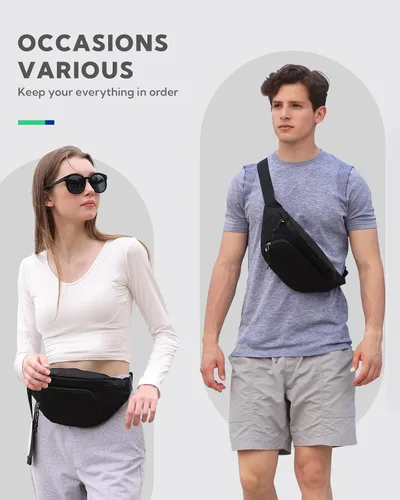 Miniatura 2 de WATERFLY Cangurera cruzada grande bolsa de cintura delgada, bolsa deportiva para mujer y hombre, mochila de viaje a la moda, para correr, caminar