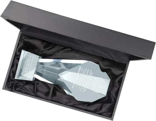 Miniatura 2 de Premio de pilar de columna facetado y biselado de cristal óptico de 8-1/2 pulgadas personalizable con personalización