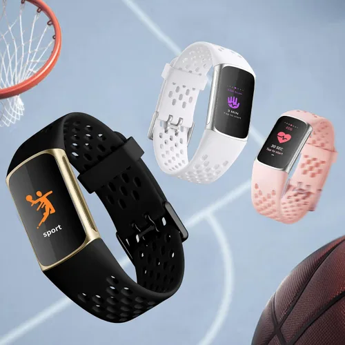 Miniatura 7 de Getino Bandas compatibles con Fitbit Charge, correas deportivas de repuesto ajustables transpirables suaves para Fitbit Charge 5/6, Negro