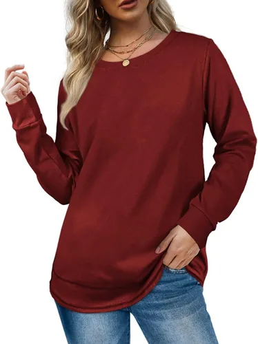 Miniatura 2 de Dofaoo - Sudaderas para mujeres, con cuello redondo, camisetas de manga larga, camisetas largas para usar con leggings