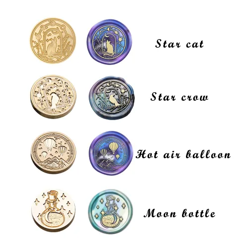 Miniatura 2 de Juego de 4 sellos de cera de animales de estrella, sellos de cuervo, gato, luna para invitaciones de boda, tarjetas de cartas, envoltura de regalo