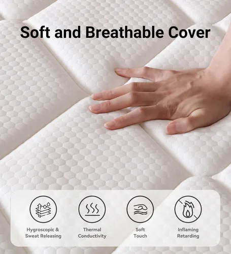 Miniatura 7 de OGlAWA - Colchón individual de espuma viscoelástica de gel de 10 pulgadas para firmeza media, resortes individuales embolsados para tecnología