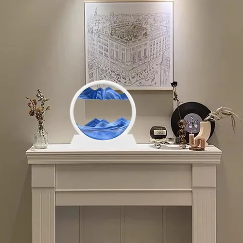Miniatura 4 de rysnwsu Imagen artística de arena en movimiento redonda de vidrio 3D de mar profundo, paisaje de arena en movimiento, regalo de arena que fluye