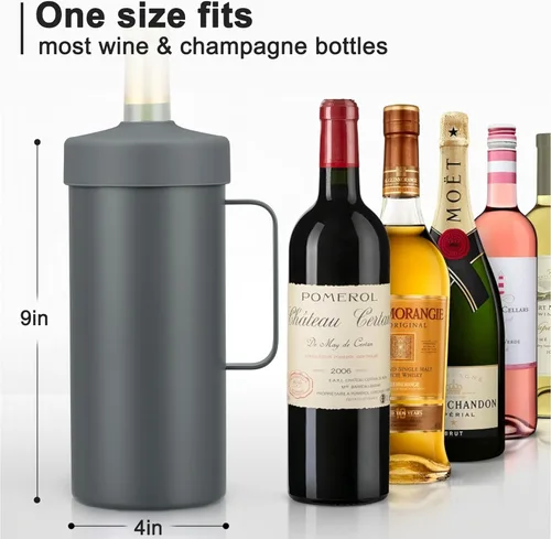 Miniatura 6 de Enfriador de vino 2 en 1, botella individual y vaso de viaje, enfriador de botella de vino de acero inoxidable de 42 onzas sin hielo, taza aislada