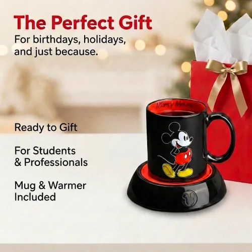 Miniatura 5 de Calentador de Tazas Mickey Mouse de Disney con Taza de 12 oz por Select Brands - Calentador de Tazas de Café con Taza de Cerámica Incluida - Plato