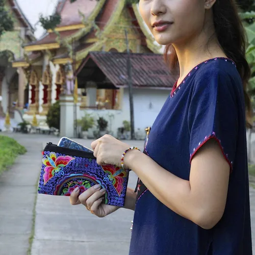 Miniatura 30 de Sabai Jai - Bolso de pulsera para teléfono inteligente - Carteras de embrague bordadas a mano Boho