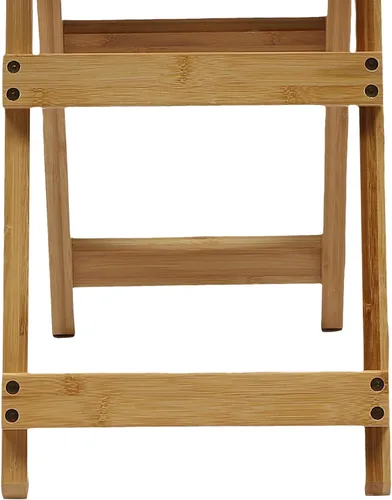 Miniatura 7 de Taburete de bar plegable de bambú con respaldo y reposapiés, sillas de bar portátiles para el hogar, isla de cocina, desayuno, sin montaje