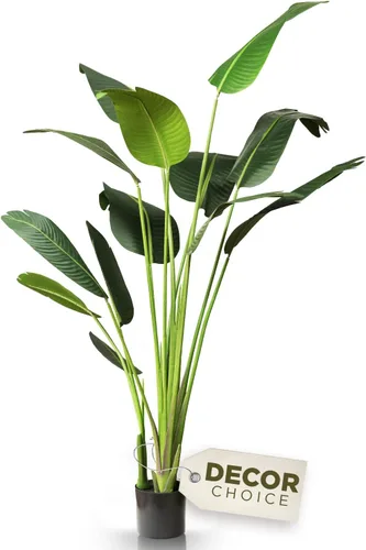 Miniatura 7 de FOREVER LEAF Planta artificial Bird of Paradise de 5 pies, incluye maceta negra, hojas realistas en forma de plátano, plantas de piso grandes